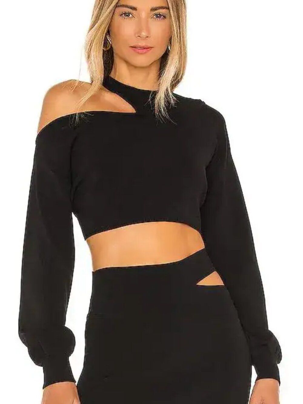 Michael Costello x REVOLVE Sweater Women M Black Cut Out Dolman Y2K Party